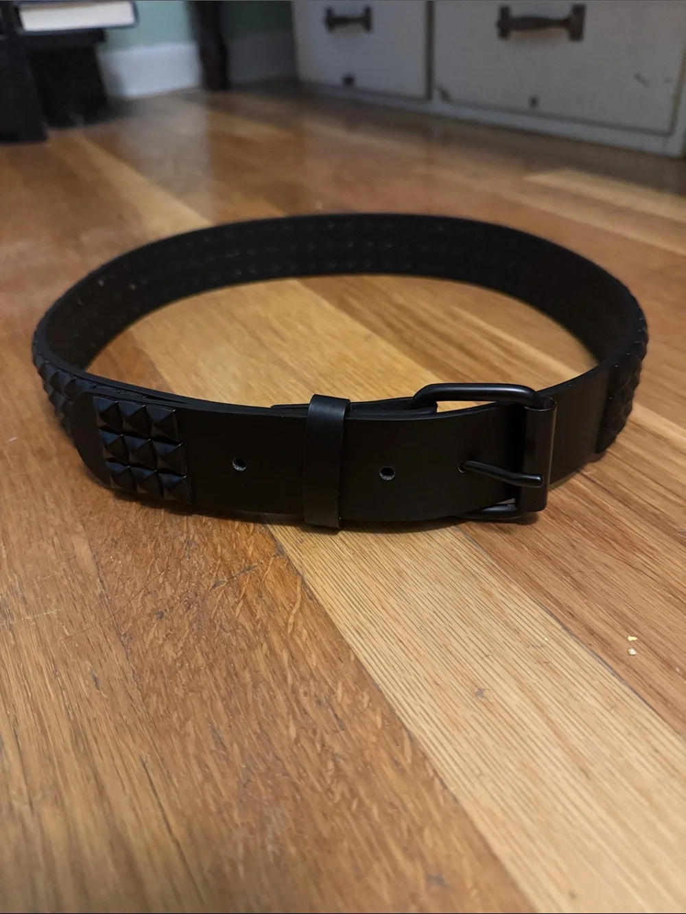 Men's Black Pyramid Stud Belt - Sleek Matte Finish